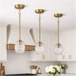 Fonex Single Metal Pendant Light with Clear Glass and Satin Brass Finish
