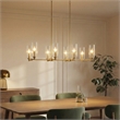 Zerun Linear 8-Light Satin Brass Metal Pendant with Clear Ribbed Glass
