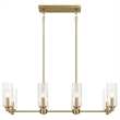 Zerun Linear 8-Light Satin Brass Metal Pendant with Clear Ribbed Glass