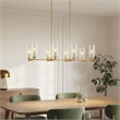 Zerun Linear 8-Light Satin Brass Metal Pendant with Clear Ribbed Glass