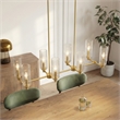 Zerun Linear 8-Light Satin Brass Metal Pendant with Clear Ribbed Glass