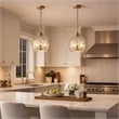 Nezth 5-Light Clear Glass Pendant with Satin Brass Finish