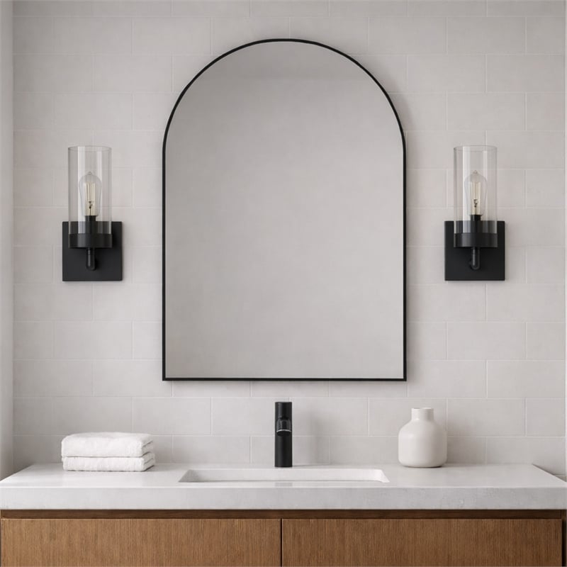 Scarten Modern Single-Light Wall Sconce with Black Metal and Clear Glass