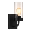 Scarten Modern Single-Light Wall Sconce with Black Metal and Clear Glass