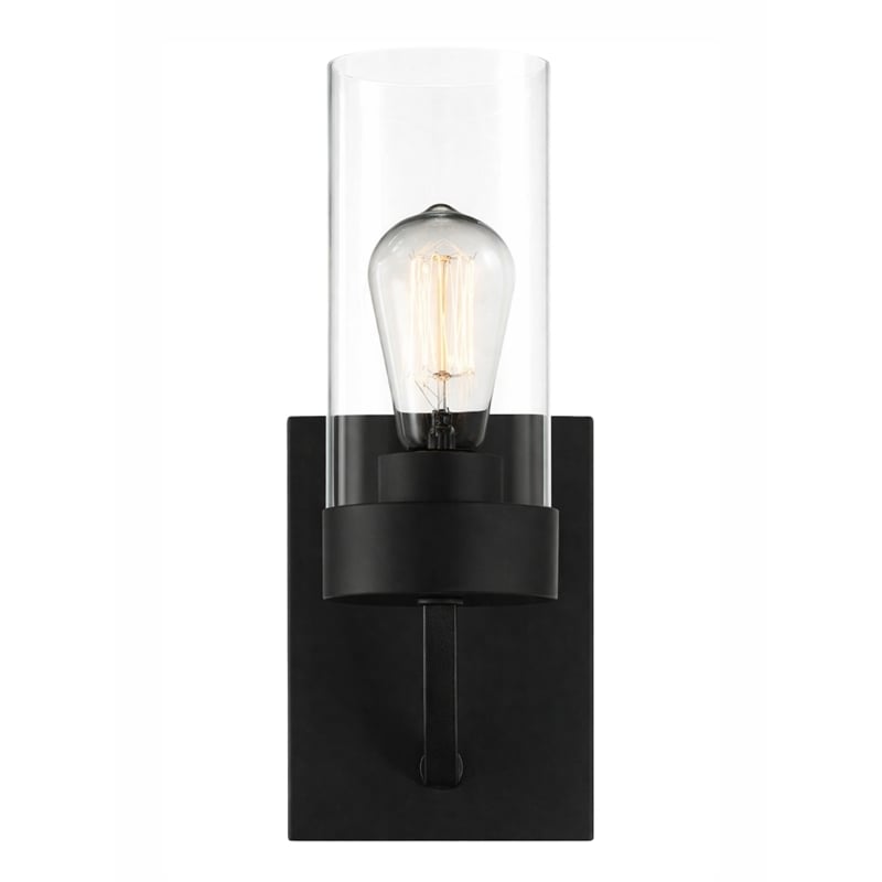 Scarten Modern Single-Light Wall Sconce with Black Metal and Clear Glass