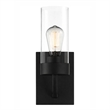 Scarten Modern Single-Light Wall Sconce with Black Metal and Clear Glass