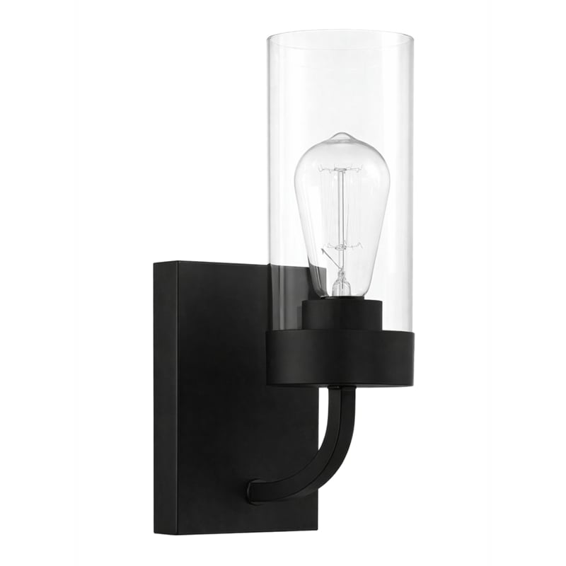 Scarten Modern Single-Light Wall Sconce with Black Metal and Clear Glass