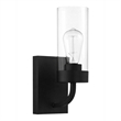 Scarten Modern Single-Light Wall Sconce with Black Metal and Clear Glass
