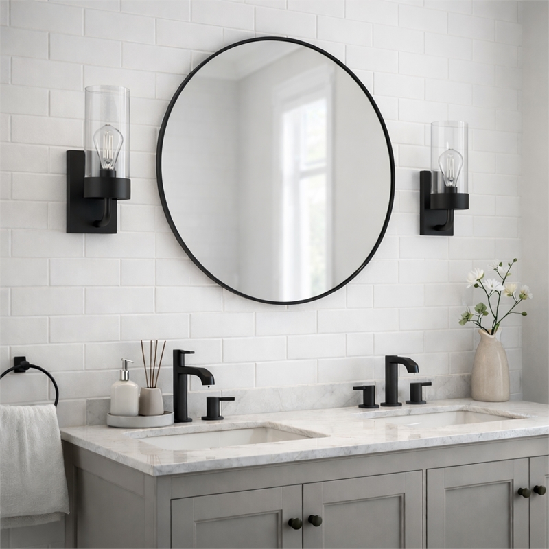 Scarten Modern Single-Light Wall Sconce with Black Metal and Clear Glass