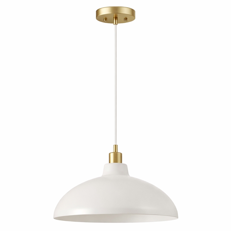 Chary White Metal Pendant Light with Gold Finish Details