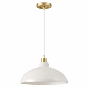 Chary White Metal Pendant Light with Gold Finish Details