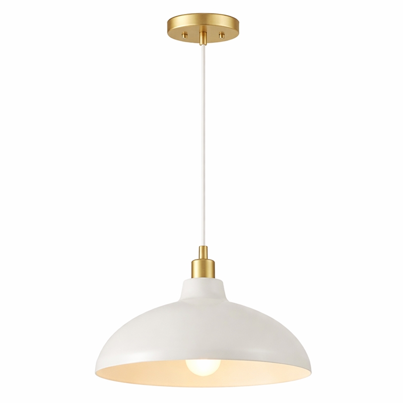 Chary White Metal Pendant Light with Gold Finish Details