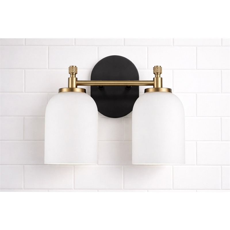 Ashcroft Gold Metal Two-Light Frosted Dome Wall Sconce