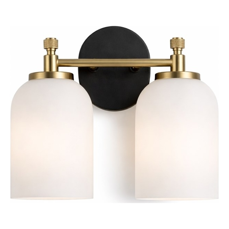 Ashcroft Gold Metal Two-Light Frosted Dome Wall Sconce