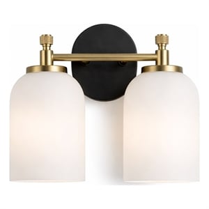 Ashcroft Gold Metal Two-Light Frosted Dome Wall Sconce