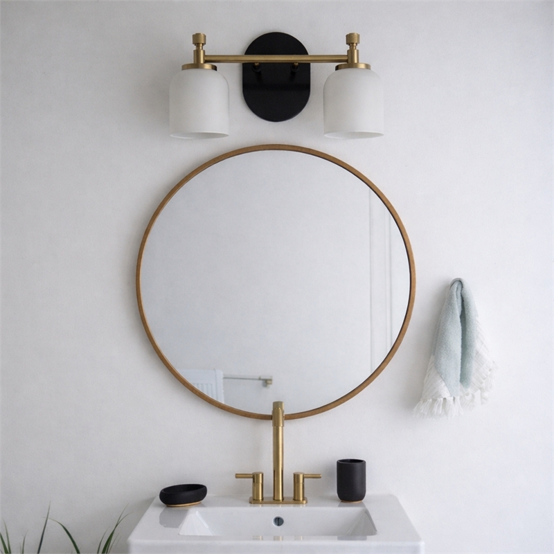 Ashcroft Gold Metal Two-Light Frosted Dome Wall Sconce