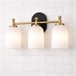 Kasa Three-Light Vanity Metal Wall Fixture with White Frosted Glass Shades