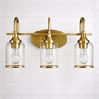 Vanity Gold Metal Glow Vanity Light Fixture with Three Clear Glass Shades