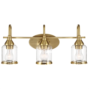 Vanity Gold Metal Glow Vanity Light Fixture with Three Clear Glass Shades