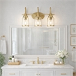 Vanity Gold Metal Glow Vanity Light Fixture with Three Clear Glass Shades