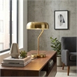 Misty Gold and White Pull Chain Metal Table Lamp