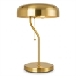 Misty Gold and White Pull Chain Metal Table Lamp