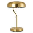 Misty Gold and White Pull Chain Metal Table Lamp