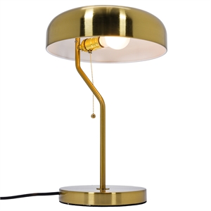 misty gold and white pull chain metal table lamp