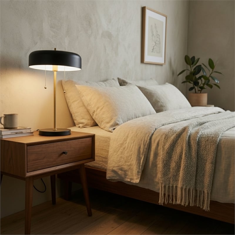 Blossom Contemporary Black and Gold Accent Metal Table Lamp