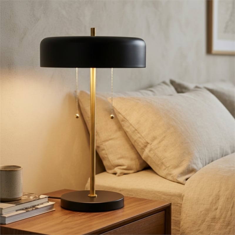 Blossom Contemporary Black and Gold Accent Metal Table Lamp