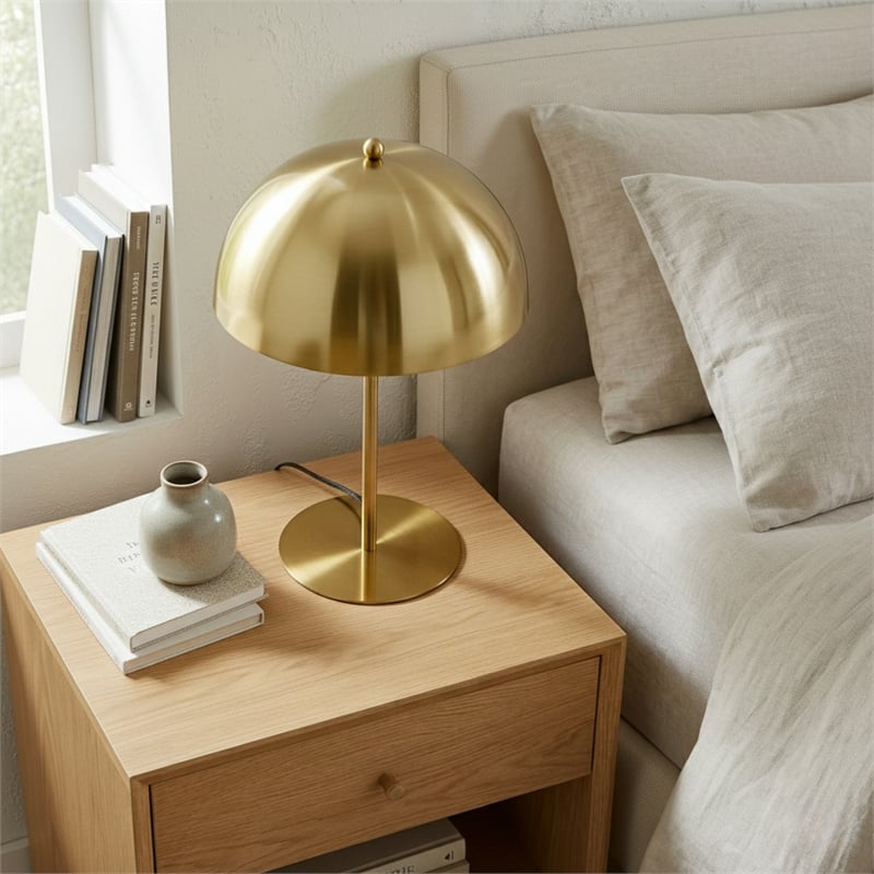Valiente Gold Dome Shade Metal Table Lamp with Contemporary Style