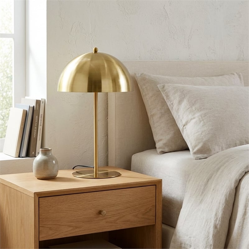 Valiente Gold Dome Shade Metal Table Lamp with Contemporary Style