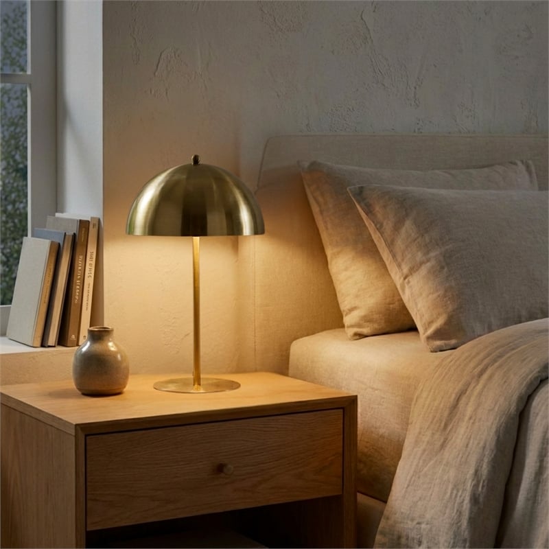 Valiente Gold Dome Shade Metal Table Lamp with Contemporary Style