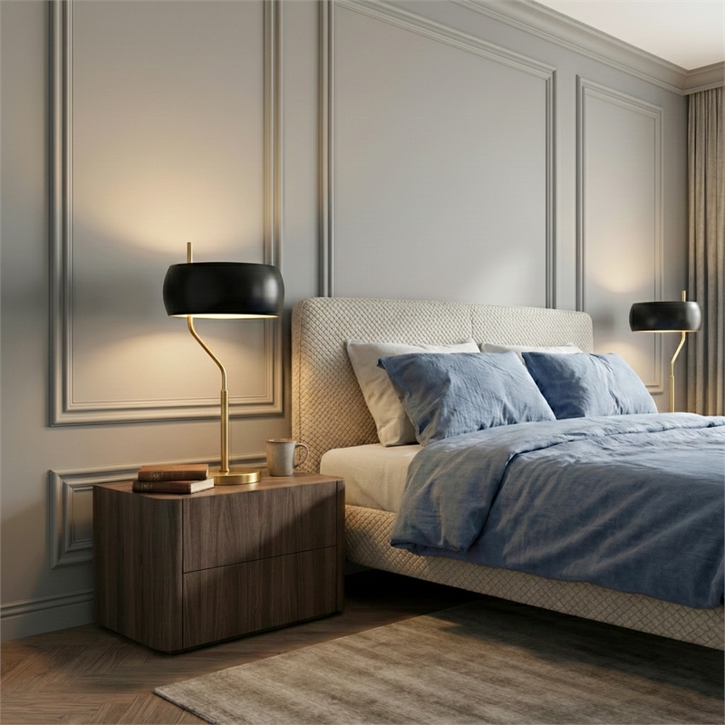 Wilon Contemporary Black and Gold Ceramic Table Lamp