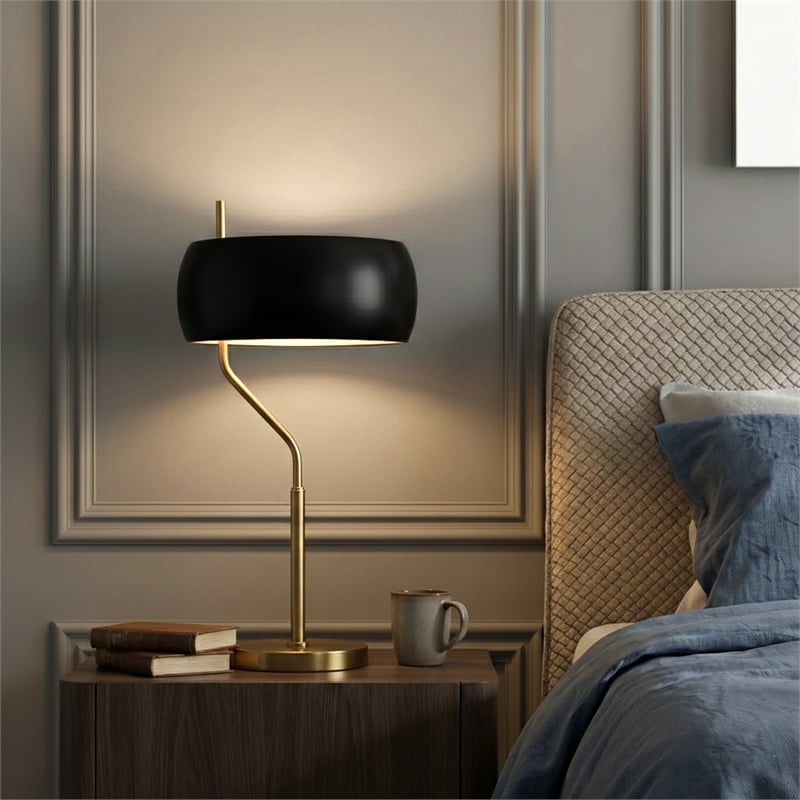 Wilon Contemporary Black and Gold Ceramic Table Lamp