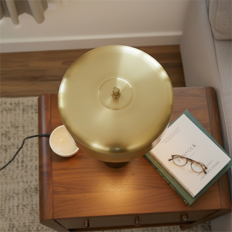 Giona Black and Gold Drum Marble Table Lamp