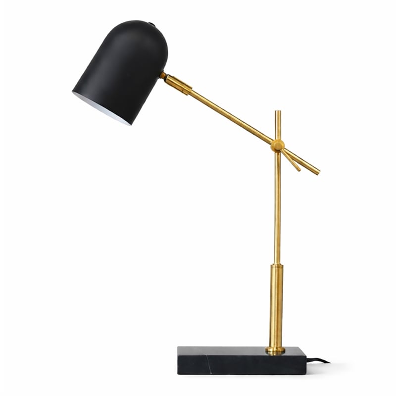 Mikito Adjustable Black and Gold Marble Desk Lamp