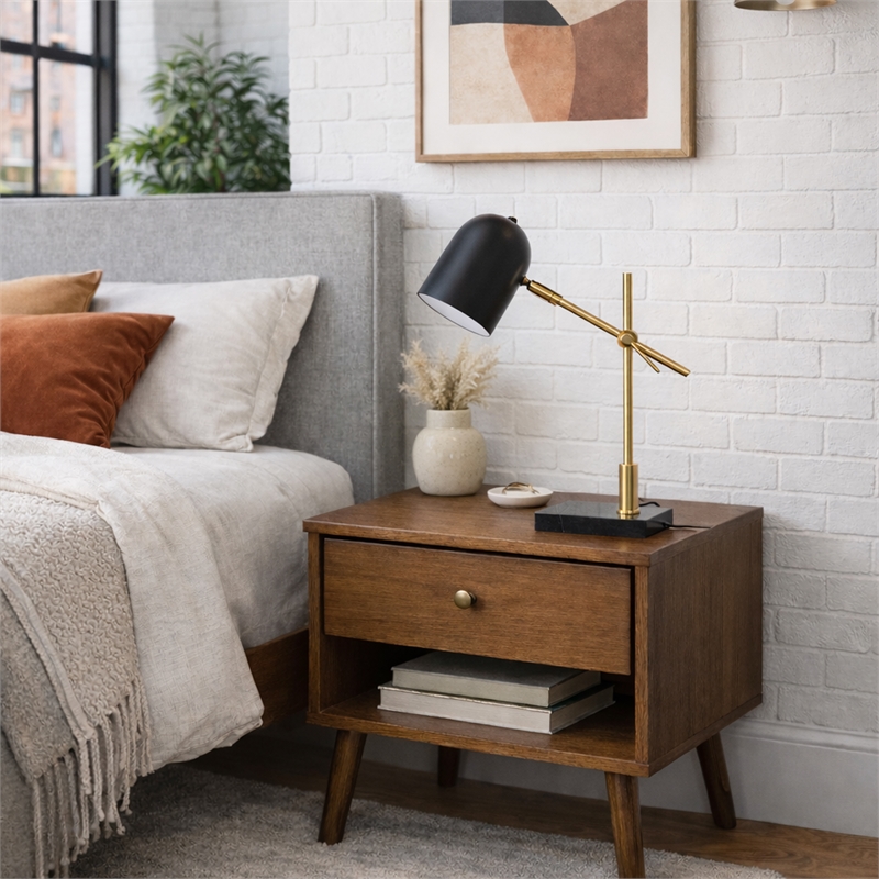 Mikito Adjustable Black and Gold Marble Desk Lamp