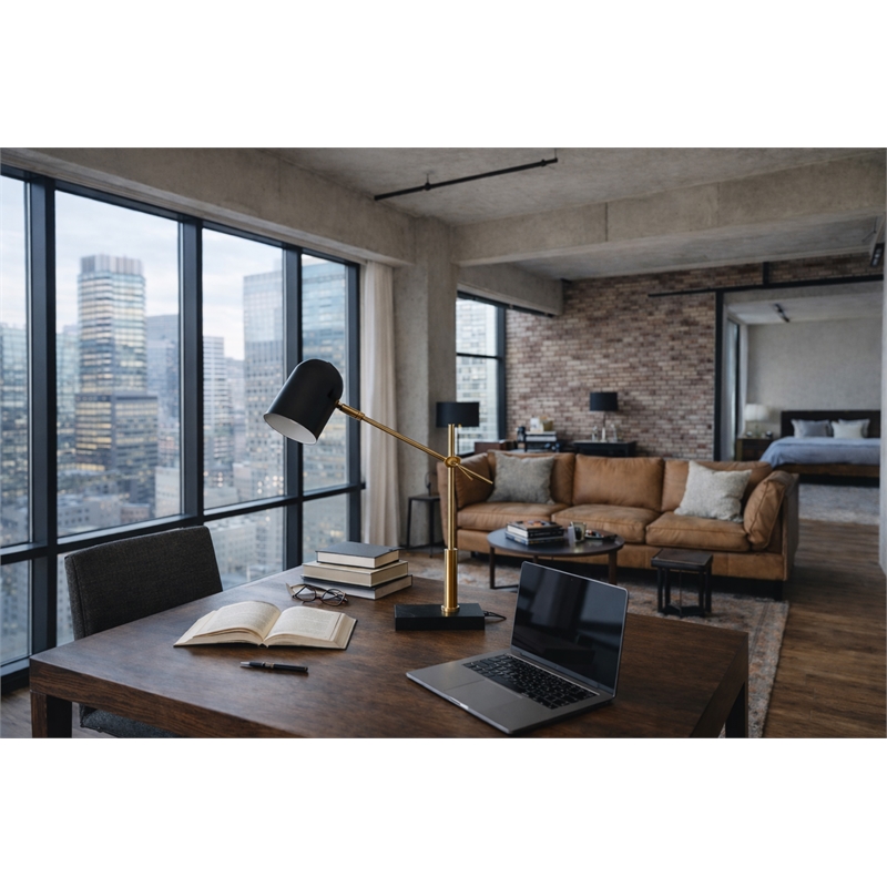 Mikito Adjustable Black and Gold Marble Desk Lamp