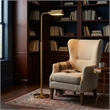 Bernice Brass Dome Metal Floor Lamp with Rattan Accent and Dual Pull Chains