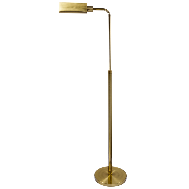 Bernice Brass Dome Metal Floor Lamp with Rattan Accent and Dual Pull Chains