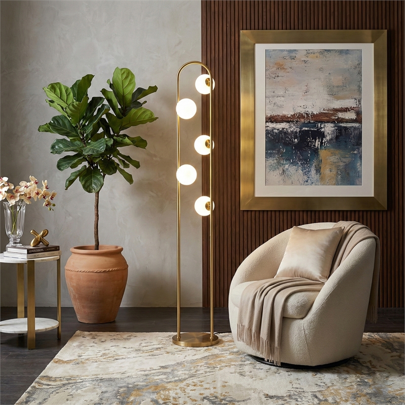 Attitude Brass Globe Metal Floor Lamp with Modern Arched Design
