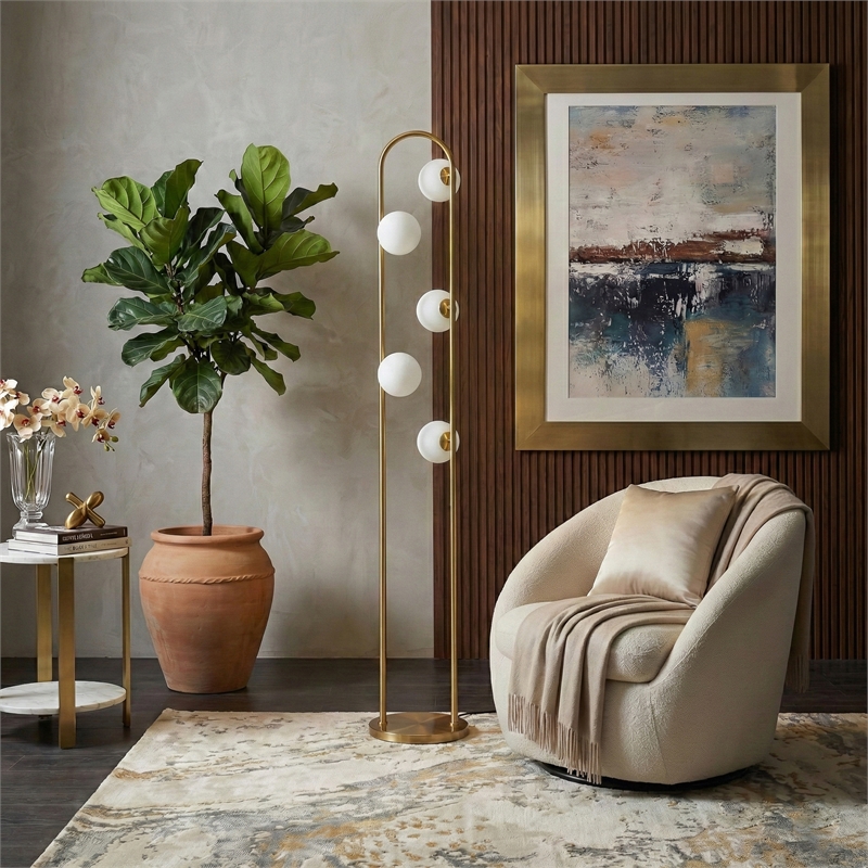 Attitude Brass Globe Metal Floor Lamp with Modern Arched Design