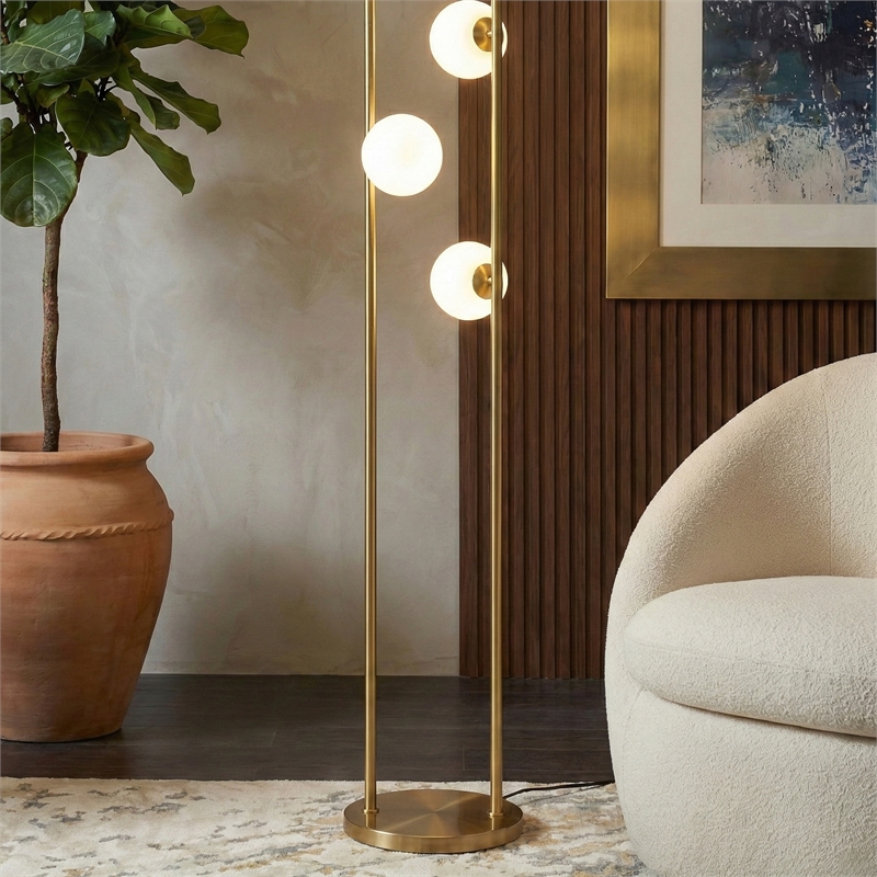 Attitude Brass Globe Metal Floor Lamp with Modern Arched Design