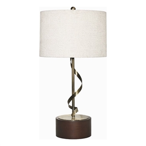 Chinatsu  Twisted Brass Metal Table Lamp with Wooden Base