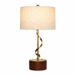 Chinatsu  Twisted Brass Metal Table Lamp with Wooden Base