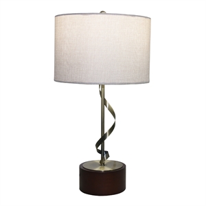 chinatsu  twisted brass metal table lamp with wooden base