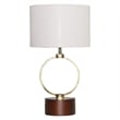 Doskin Brass Circle Metal Table Lamp with White Shade