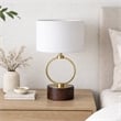 Doskin Brass Circle Metal Table Lamp with White Shade
