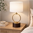 Doskin Brass Circle Metal Table Lamp with White Shade